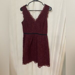 LOFT Burgundy Lace Mini Dress